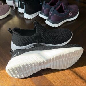 Gently Used Black Slip On Memory Foam Sketchers Tennis Shoes